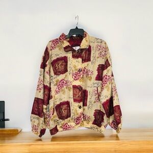 STUNT SPORTS Vintage 90's
Floral Silk Harrington
Windbreaker Festival Jacket L